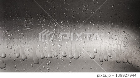 Drops of water contrast on stainless steel. Background texture. 138927944