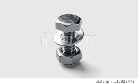 Close-up of a Metallic Bolt and Nut Arrangement Close-up of a Metallic Bolt and Nut Arrangement 138928472