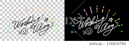 Stylish handwritten-style Working Vlog title, material, thumbnail Stylish handwritten-style Working Vlog title, material, thumbnail 138928780