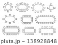 Floor plan icon showing chair arrangement from top view. Perfect for interior projects, restaurant layouts, blueprints, and architectural diagrams. Vector isolated illustration 138928848
