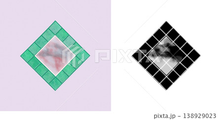 Polished marble tiles create old stone window. Seamless pattern. Polished marble tiles create old stone window. Seamless pattern. 138929023
