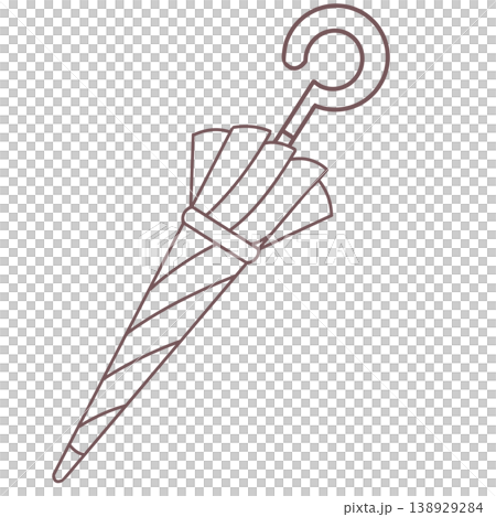 Line drawing of a folding umbrella Line drawing of a folding umbrella 138929284