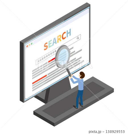 SEO対策イメージ ルーペで検索する人 SEO対策イメージ ルーペで検索する人 138929553