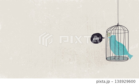 Peace dove with olive branch in the cage hand drawn childish style painted on old paper grain texture background have blank space. Peace dove with olive branch in the cage hand drawn childish style painted on old paper grain texture background have blank space. 138929600