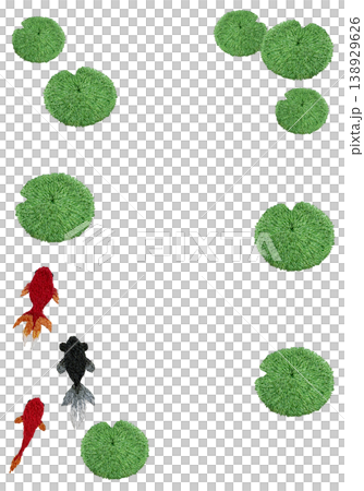 [Goldfish and Aquatic Plants Vertical Frame] Hand Embroidery Illustration Material 138929626