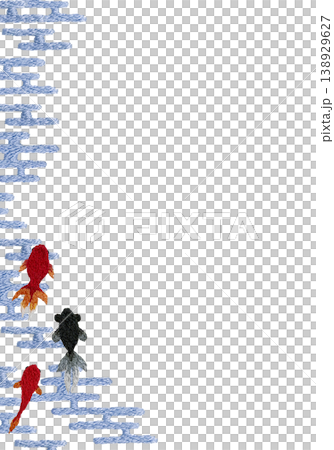 【金魚日式圖案豎框】手工刺繡插圖材料 138929627