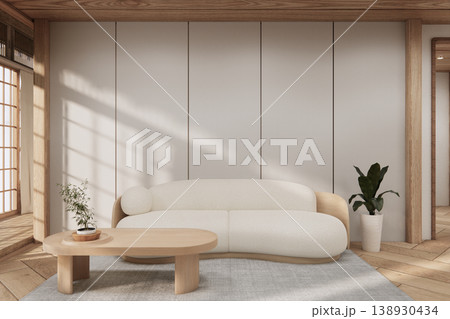 Mock up interior Built-in wall minimalist,Empty white wall on wooden floor room japandi modern style.3D rendering Mock up interior Built-in wall minimalist,Empty white wall on wooden floor room japandi modern style.3D rendering 138930434