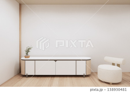 Mockup cabinet in japandi modern empty white room japanese minimal designs, 3d rendering Mockup cabinet in japandi modern empty white room japanese minimal designs, 3d rendering 138930481