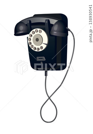 Old vintage wall-mounted rotary dial telephone. Vector. Old vintage wall-mounted rotary dial telephone. Vector. 138930541