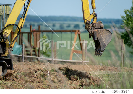 Earthworks, exterior works with machinery, industry 138930594
