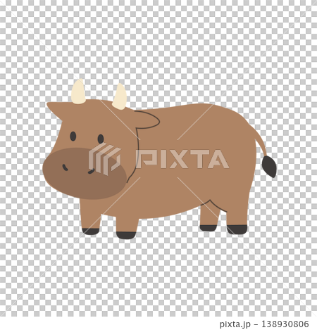 牛のイラスト　シンプル　かわいい素材　アイコン　ウシ 138930806