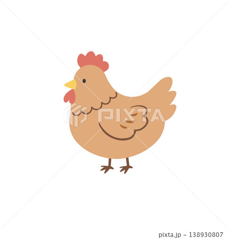 鶏のイラスト　シンプル　かわいい素材　アイコン　ニワトリ 138930807