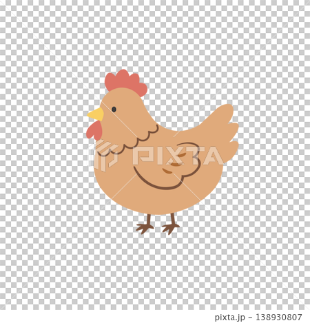 鶏のイラスト　シンプル　かわいい素材　アイコン　ニワトリ 138930807