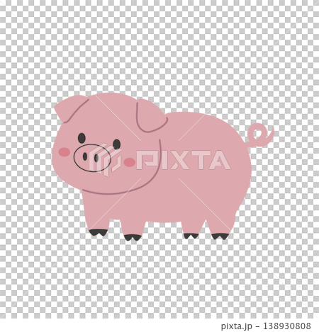 ブタのイラスト　シンプル　かわいい素材　アイコン　豚 138930808