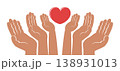 Silhouettes of a father, mother and child holding a heart on a white. International Family Day 138931013