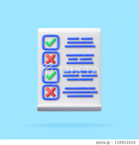 3d checklist with check mark and cross mark 138931028