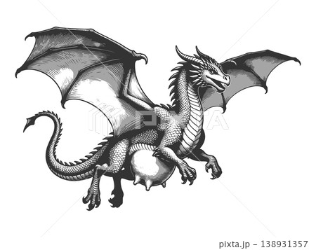 Flying Dragon with Wings and Fantasy Creature 138931357