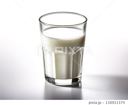 白背景に置かれた牛乳グラスの飲み物イラスト 138931374