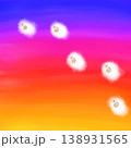 水彩風 夕焼け空をかける羊 年賀状素材 138931565