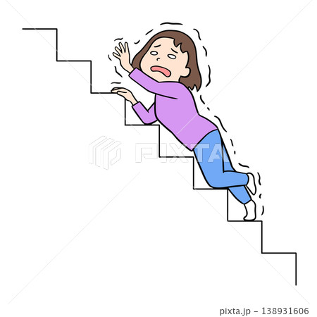 震えながら必死に階段を這い上がる限界状態の女性のイラスト 震えながら必死に階段を這い上がる限界状態の女性のイラスト 138931606