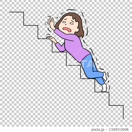 震えながら必死に階段を這い上がる限界状態の女性のイラスト 震えながら必死に階段を這い上がる限界状態の女性のイラスト 138931606