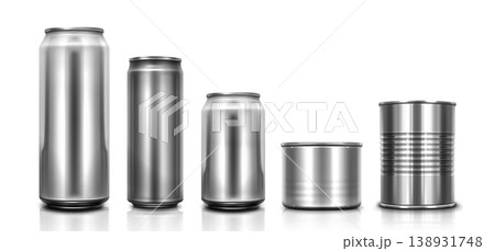 3d metal can mockup with ribbed surface texture 138931748