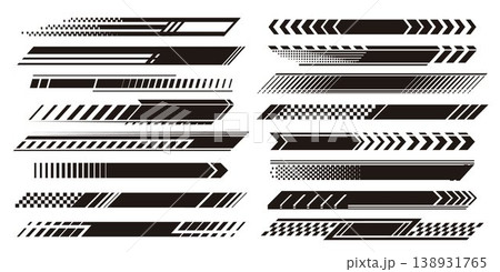 Dynamic black racing stripes with checkered design 138931765