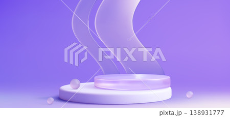 Transparent glass podium with wave design element Transparent glass podium with wave design element 138931777