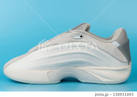 Side view of gray casual sport shoe 138931893