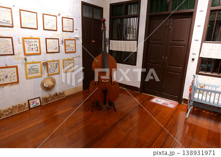 Traditional colonial courtyard house interior in Thailand, tropical heritage architecture 138931971