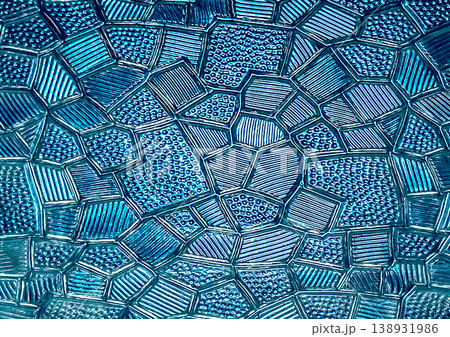 Blue glass surface with abstract mosaic pattern texture background Blue glass surface with abstract mosaic pattern texture background 138931986