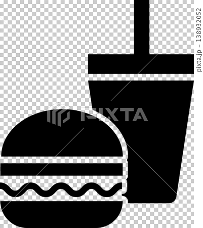 Food and drink icon: Hamburger and juice - monochrome illustration material Food and drink icon: Hamburger and juice - monochrome illustration material 138932052