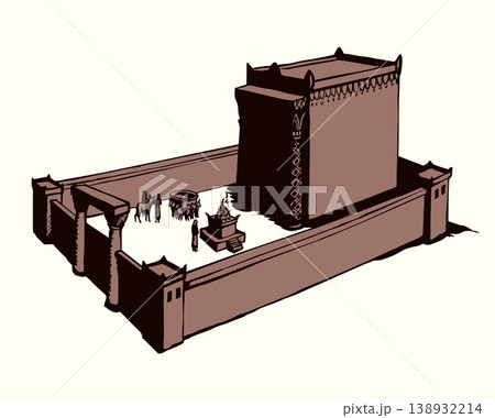 Vector drawing. Old Jewish Temple 138932214