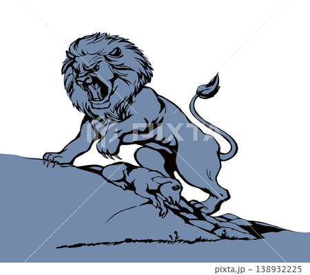 Vector drawing. An angry lion 138932225