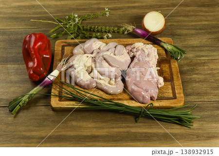 Cow bowels presented on a grill. Argentine Traditional cuisine. 138932915