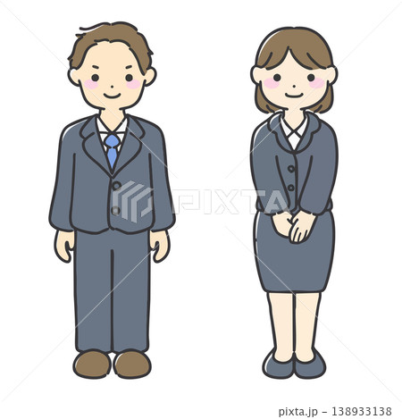 スーツを着た社会人の男女のイラストセット 138933138