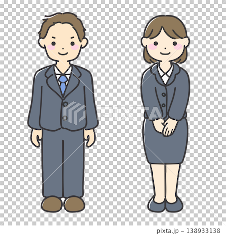 スーツを着た社会人の男女のイラストセット 138933138