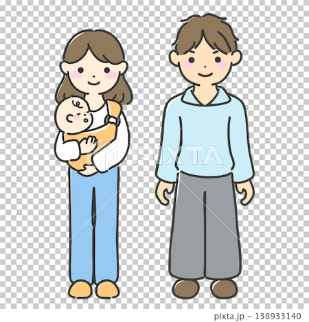 Illustration of a mother and father holding a baby | Couple, Family Illustration of a mother and father holding a baby | Couple, Family 138933140