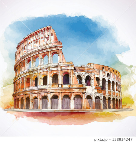 Colosseum representing ancient rome history and culture in watercolor style Colosseum representing ancient rome history and culture in watercolor style 138934247