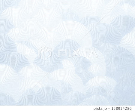 淡い水色の和紙背景素材｜半円模様が重なる抽象デザイン 138934286