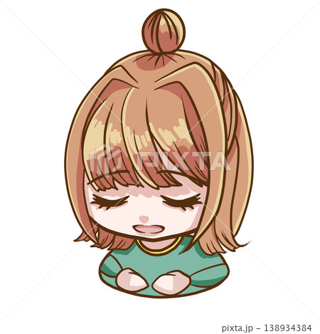 お辞儀するイエベ春の女の子のちびキャラカラーイラスト 138934384