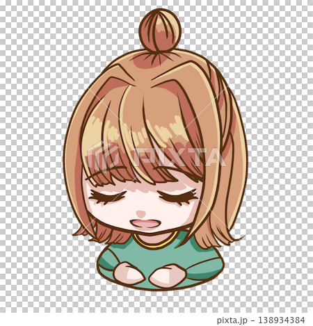 お辞儀するイエベ春の女の子のちびキャラカラーイラスト 138934384