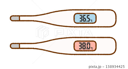 やさしいタッチの体温計イラスト｜平熱・高熱・発熱・体調管理 138934425