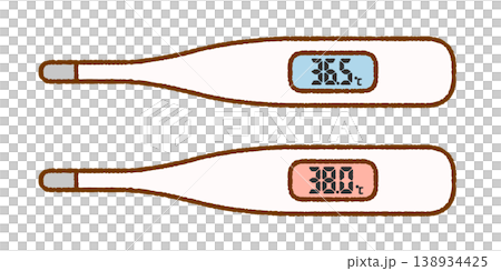 やさしいタッチの体温計イラスト｜平熱・高熱・発熱・体調管理 138934425