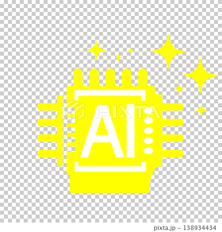 進化と高性能を象徴するAIチップアイコン（黄色） 138934434