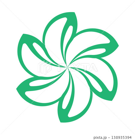 green abstract floral petals graphic icon on white background 138935394