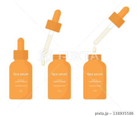 Orange serum bottles with droppers shown in use Orange serum bottles with droppers shown in use 138935586
