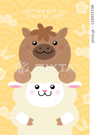 Zodiac sheep and zodiac horse card poster 138935596