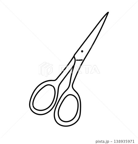 Cute black and white sewing scissors icon. Tailoring tool illustration. Cute black and white sewing scissors icon. Tailoring tool illustration. 138935971