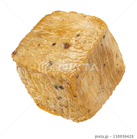 Roasted chicken cube isolated on white background with clipping path 138936428
